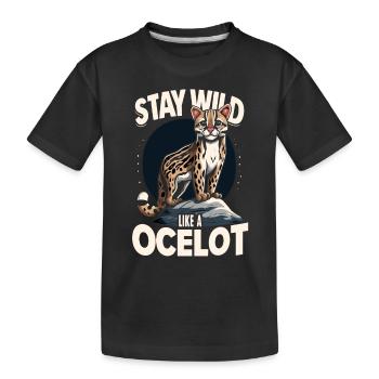 Ozelot Wild Cat Exotic Pets Jungle Big Cat - Kinder Premium Bio T-Shirt - Schwarz - Vorne
