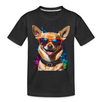 Chihuahua Sunglasses Dog Funny Design Print - Kids' Premium Organic T-Shirt - black - Front