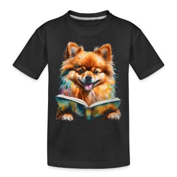 Poméranie Poméranie Livre de lecture Dog Print - T-shirt bio Premium Enfant - noir - Devant