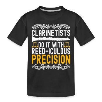 Klarinette Blasinstrument Klarinettenspieler - Kinder Premium Bio T-Shirt - Schwarz - Vorne