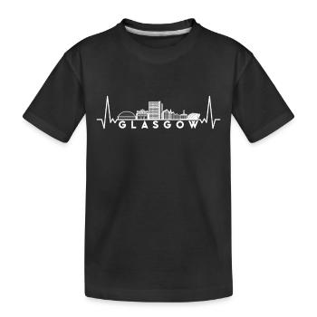 Herzschlag Skyline UK Glasgow - Kinder Premium Bio T-Shirt - Schwarz - Vorne