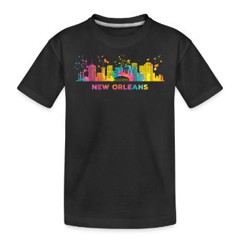 Skyline Von New Orleans New Orleaner - Kids' Premium Organic T-Shirt - black - Front