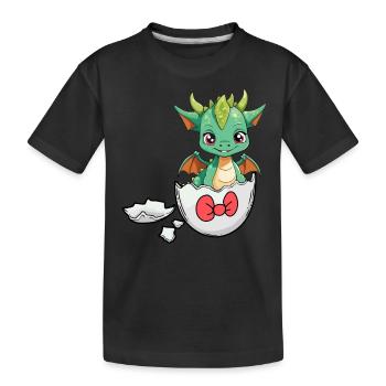 Drache Drachen Eierschale schlüpfen Baby Kind - Kinder Premium Bio T-Shirt - Schwarz - Vorne
