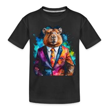 Costume Capybara Capy Imprimé Animal Coloré - T-shirt bio Premium Enfant - noir - Devant