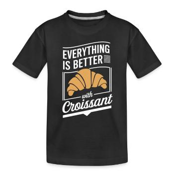 Tout est meilleur avec un petit-déjeuner croissant - T-shirt bio Premium Enfant - noir - Devant