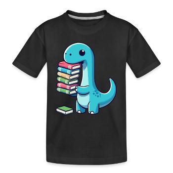 Livres de lecture Dinosaure Livre Amateur de livres - T-shirt bio Premium Enfant - noir - Devant