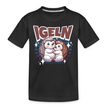 Igel Kuscheln Igeln - Kinder Premium Bio T-Shirt - Schwarz - Vorne