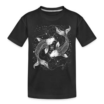 Pisces Sternzeichen Symbol Fische Astrologie - Kinder Premium Bio T-Shirt - Schwarz - Vorne