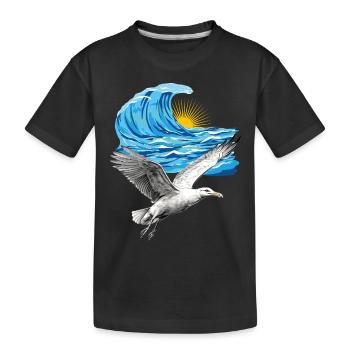 Oiseaux de mer Mouettes Mouette Vague Lac Mer du Nord Mer Baltique - T-shirt bio Premium Enfant - noir - Devant