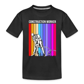 Construction worker construction site - Kids' Premium Organic T-Shirt - black - Front