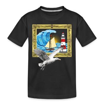 Mouette Mouettes maritimes Phare des oiseaux de mer - T-shirt bio Premium Enfant - noir - Devant