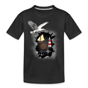 Mouette Mouettes maritimes Phare des oiseaux de mer - T-shirt bio Premium Enfant - noir - Devant