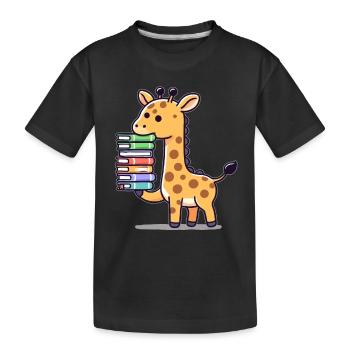 Reading Books Giraffe Book Book Lover - Kids' Premium Organic T-Shirt - black - Front