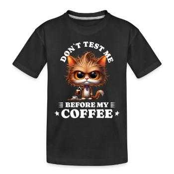 Café du matin anti lève-tôt chat - T-shirt bio Premium Enfant - noir - Devant