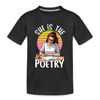 Amoureuse de la poésie Elle est la lectrice de la journalisation de la poésie - T-shirt bio Premium Enfant - noir - Devant