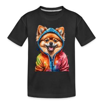 Pomeranian Pomeranian Pomeranian Hoodie Dog Print - Kids' Premium Organic T-Shirt - black - Front