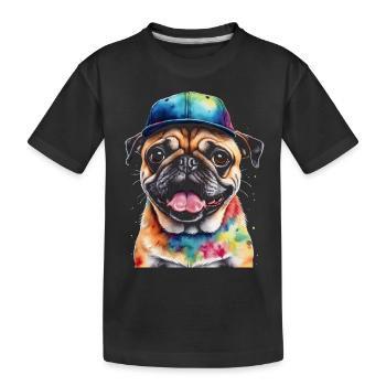 Carlin Snapback Cap Chien Coloré Drôle Design Imprimer - T-shirt bio Premium Enfant - noir - Devant