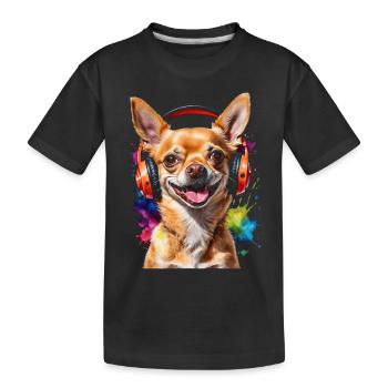 Chihuahua Casque Chien Drôle Animal Design Imprimer - T-shirt bio Premium Enfant - noir - Devant