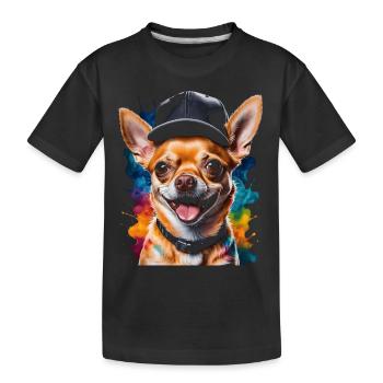 Chihuahua Snapback Cap Chien Drôle Design Print - T-shirt bio Premium Enfant - noir - Devant