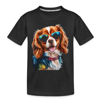Cavalier King Charles Spaniel Sunglasses Dog - Kids' Premium Organic T-Shirt - black - Front