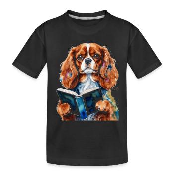 Cavalier King Charles Spaniel Lecture Livre Chien - T-shirt bio Premium Enfant - noir - Devant