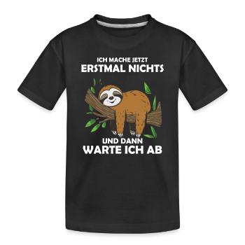 Funny sloth, no desire - Kids' Premium Organic T-Shirt - black - Front