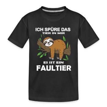 Funny sloth, no desire - Kids' Premium Organic T-Shirt - black - Front