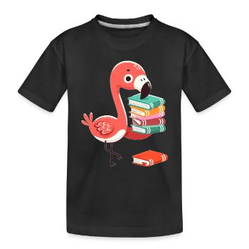 Reading Books Flamingo Book Book Lover - Kids' Premium Organic T-Shirt - black - Front