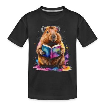 Livre de lecture Capybara Capy Imprimé de conception animale colorée - T-shirt bio Premium Enfant - noir - Devant