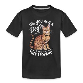 Katze Winzig Leopard Geschenk - Kinder Premium Bio T-Shirt - Schwarz - Vorne