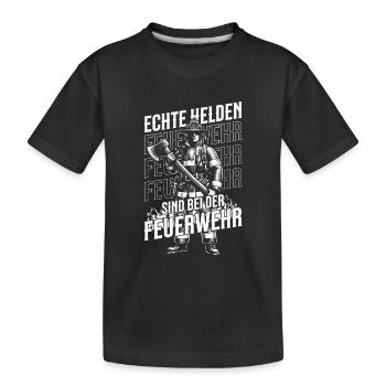 Fire Brigade - Real Heroes Are in the Fire Brigade - Kids' Premium Organic T-Shirt - black - Front