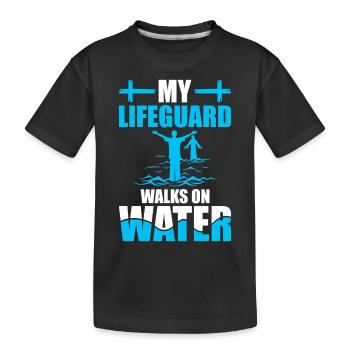 Mon maître-nageur marche sur l’eau - baptisé - T-shirt bio Premium Enfant - noir - Devant