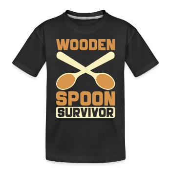 Cuillère en bois Survivor Drôle Design Rétro - T-shirt bio Premium Enfant - noir - Devant