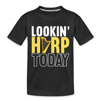 Harp design for harpists - Kids' Premium Organic T-Shirt - black - Front