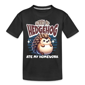 Igel Hausaufgaben Schule - Kinder Premium Bio T-Shirt - Schwarz - Vorne