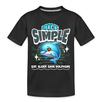 Dolphin - Kids' Premium Organic T-Shirt - black - Front