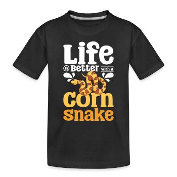 La vie est meilleure avec un serpent des blés - T-shirt bio Premium Enfant - noir - Devant
