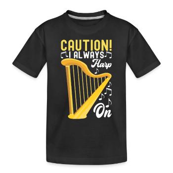 Harp design for harpists - Kids' Premium Organic T-Shirt - black - Front