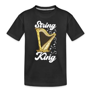 Harp design for harpists - Kids' Premium Organic T-Shirt - black - Front