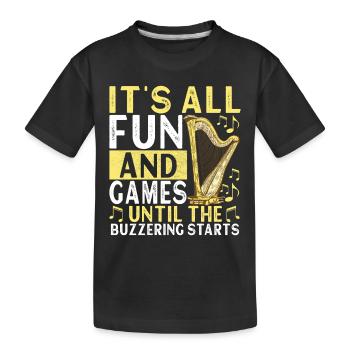 Harp design for harpists - Kids' Premium Organic T-Shirt - black - Front