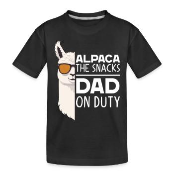 Lustiger Alpaka Papa Perfekter Wortspiel Spruch - Kinder Premium Bio T-Shirt - Schwarz - Vorne