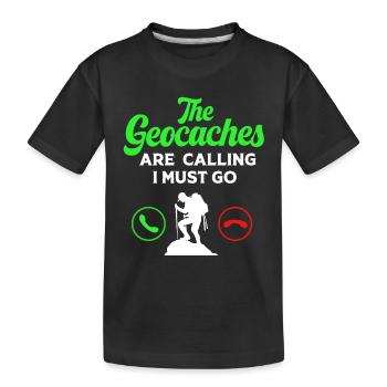 Geocaching Geocache Geocacher - Kids' Premium Organic T-Shirt - black - Front