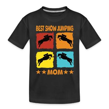 Best Show Jumping Mom - Kinder Premium Bio T-Shirt - Schwarz - Vorne