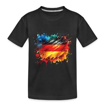 Fahne Deutschland Flagge für Sport Fan - Kinder Premium Bio T-Shirt - Schwarz - Vorne