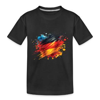 Fahne Deutschland Flagge für Sport Fan - Kinder Premium Bio T-Shirt - Schwarz - Vorne