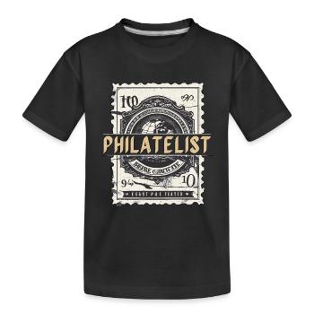 Le philatéliste collectionneur de timbres aime collectionner les timbres - T-shirt bio Premium Enfant - noir - Devant