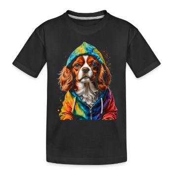 Cavalier King Charles Spaniel Sweat à capuche imprimé chien - T-shirt bio Premium Enfant - noir - Devant