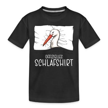 Offizielles Schlafshirt Storch Schlafanzug - Kinder Premium Bio T-Shirt - Schwarz - Vorne