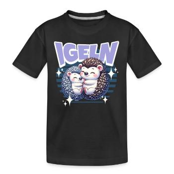 Igel Kuscheln Igeln - Kinder Premium Bio T-Shirt - Schwarz - Vorne