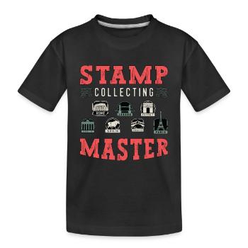 Maître philatélie philatélique amateur de timbres - T-shirt bio Premium Enfant - noir - Devant